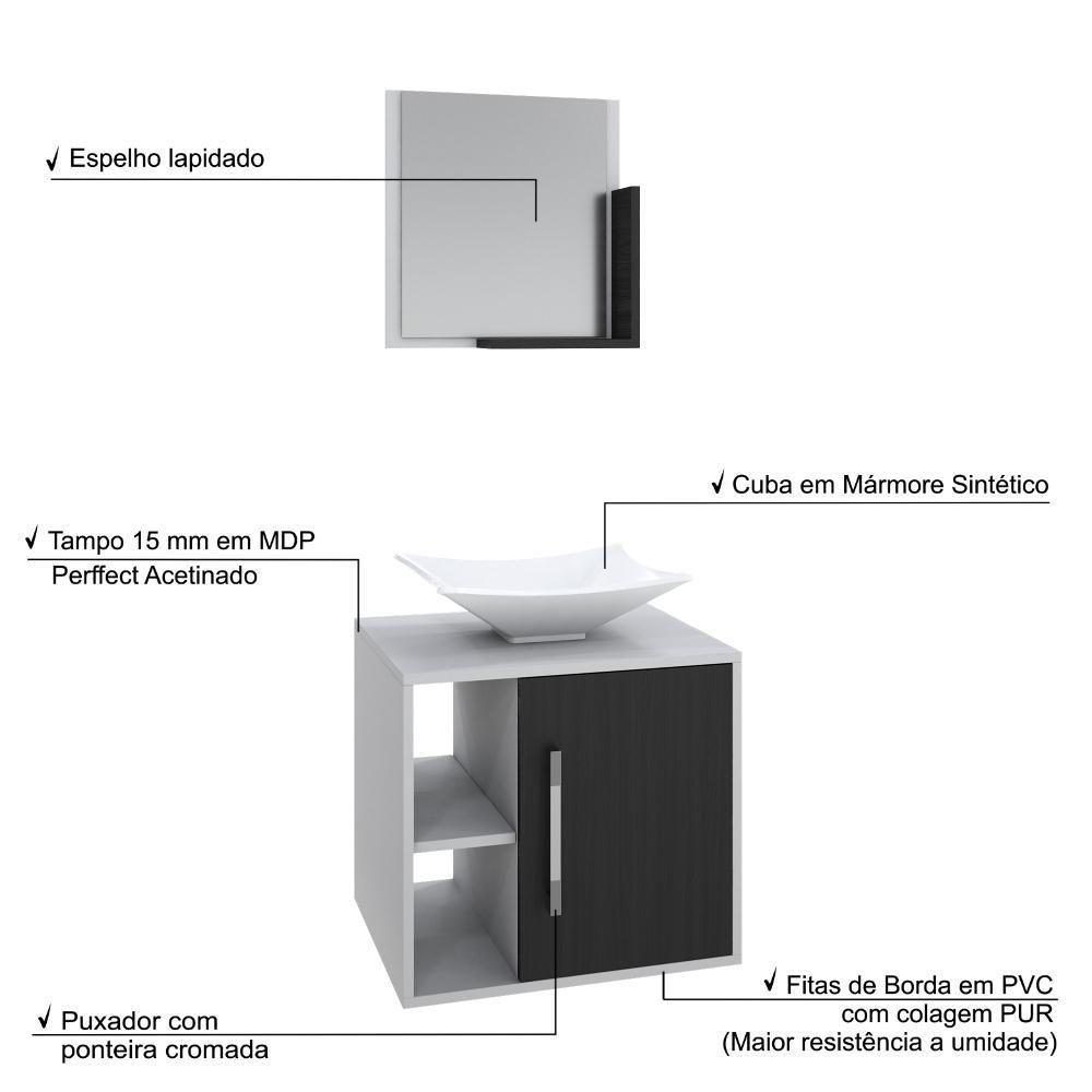 Conjunto Balcão C-cuba L38 E Espelheira Soft 500 Branco Chess C-nogal Branco Chess C-preto ônix - 4