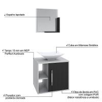 Conjunto Balcão C-cuba L38 E Espelheira Soft 500 Branco Chess C-nogal Branco Chess C-preto ônix