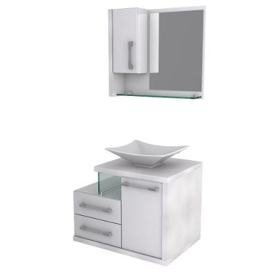 Conjunto Balcão C-cuba L38 E Espelheira Legno 650 Perffect Acetinado Branco Chess C-branco Chess