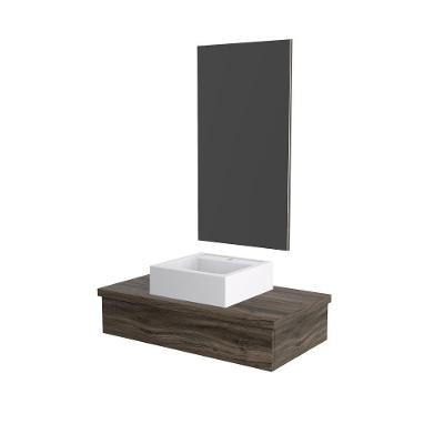 Conjunto Bancada C-cuba Q39 E Espelheira Metrópole 801 Carvalho Carvalho Dark