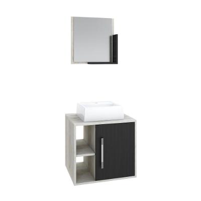 Conjunto Balcão C-cuba Q32 E Espelheira Soft 500 Snow C-branco Chess Snow C-preto ônix