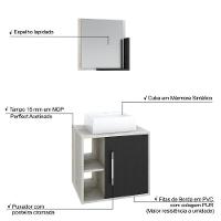 Conjunto Balcão C-cuba Q32 E Espelheira Soft 500 Snow C-branco Chess Snow C-preto ônix