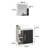 Conjunto Balcão C-cuba Q32 E Espelheira Soft 500 Snow C-branco Chess Snow C-preto ônix - 6