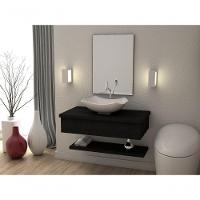 Conjunto Bancada C-cuba L42, Prateleira E Espelheira Metrópole 806 Nogal Preto ônix - 3