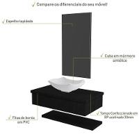 Conjunto Bancada C-cuba L42, Prateleira E Espelheira Metrópole 806 Nogal Preto ônix