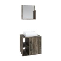 Conjunto Balcão C-cuba Q32 E Espelheira Soft 500 Carvalho C-preto ônix Carvalho Dark - 1