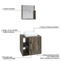 Conjunto Balcão C-cuba Q32 E Espelheira Soft 500 Carvalho C-preto ônix Carvalho Dark