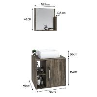 Conjunto Balcão C-cuba Q32 E Espelheira Soft 500 Carvalho C-preto ônix Carvalho Dark - 6