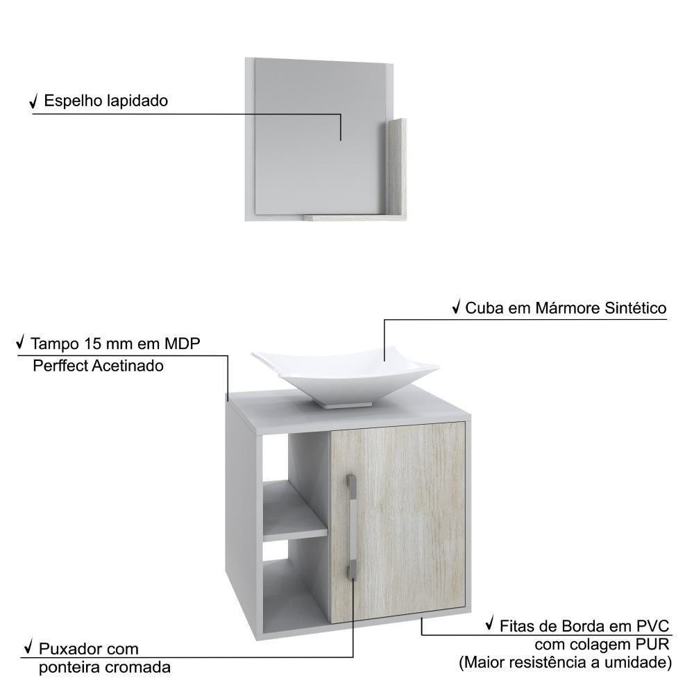 Conjunto Balcão C-cuba L38 E Espelheira Soft 500 Branco Chess C-preto ônix Branco Chess C-snow - 4