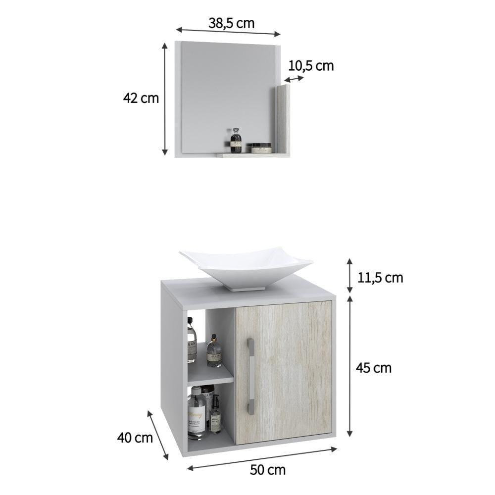 Conjunto Balcão C-cuba L38 E Espelheira Soft 500 Branco Chess C-preto ônix Branco Chess C-snow - 6