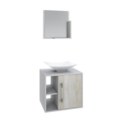 Conjunto Balcão C-cuba L38 E Espelheira Soft 500 Branco Chess C-preto ônix Branco Chess C-snow