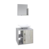 Conjunto Balcão C-cuba L38 E Espelheira Soft 500 Branco Chess C-preto ônix Branco Chess C-snow - 1