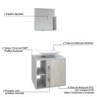 Conjunto Balcão C-cuba L38 E Espelheira Soft 500 Branco Chess C-preto ônix Branco Chess C-snow