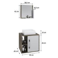 Conjunto Balcão C-cuba Q32 E Espelheira Soft 500 Carvalho Dark Carvalho Dark C-branco Chess - 6