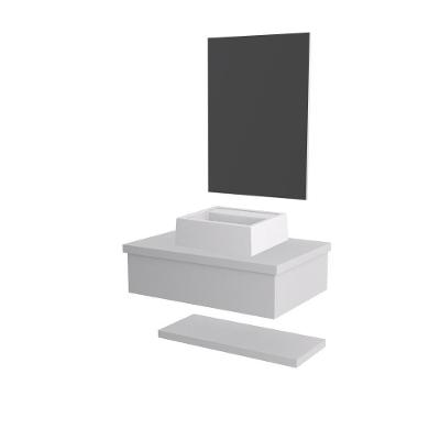 Conjunto Bancada C-cuba Q32, Prateleira E Espelheira Metrópole 606 Perffect Acetinado Branco Chess