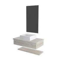 Conjunto Bancada C-cuba Q39, Prateleira E Espelheira Metrópole 806 Preto ônix Snow - 1