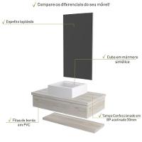 Conjunto Bancada C-cuba Q39, Prateleira E Espelheira Metrópole 806 Preto ônix Snow