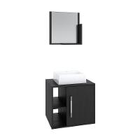 Conjunto Balcão C-cuba Q32 E Espelheira Soft 500 Branco Chess C-snow Preto ônix - 1