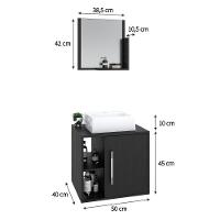 Conjunto Balcão C-cuba Q32 E Espelheira Soft 500 Branco Chess C-snow Preto ônix - 6