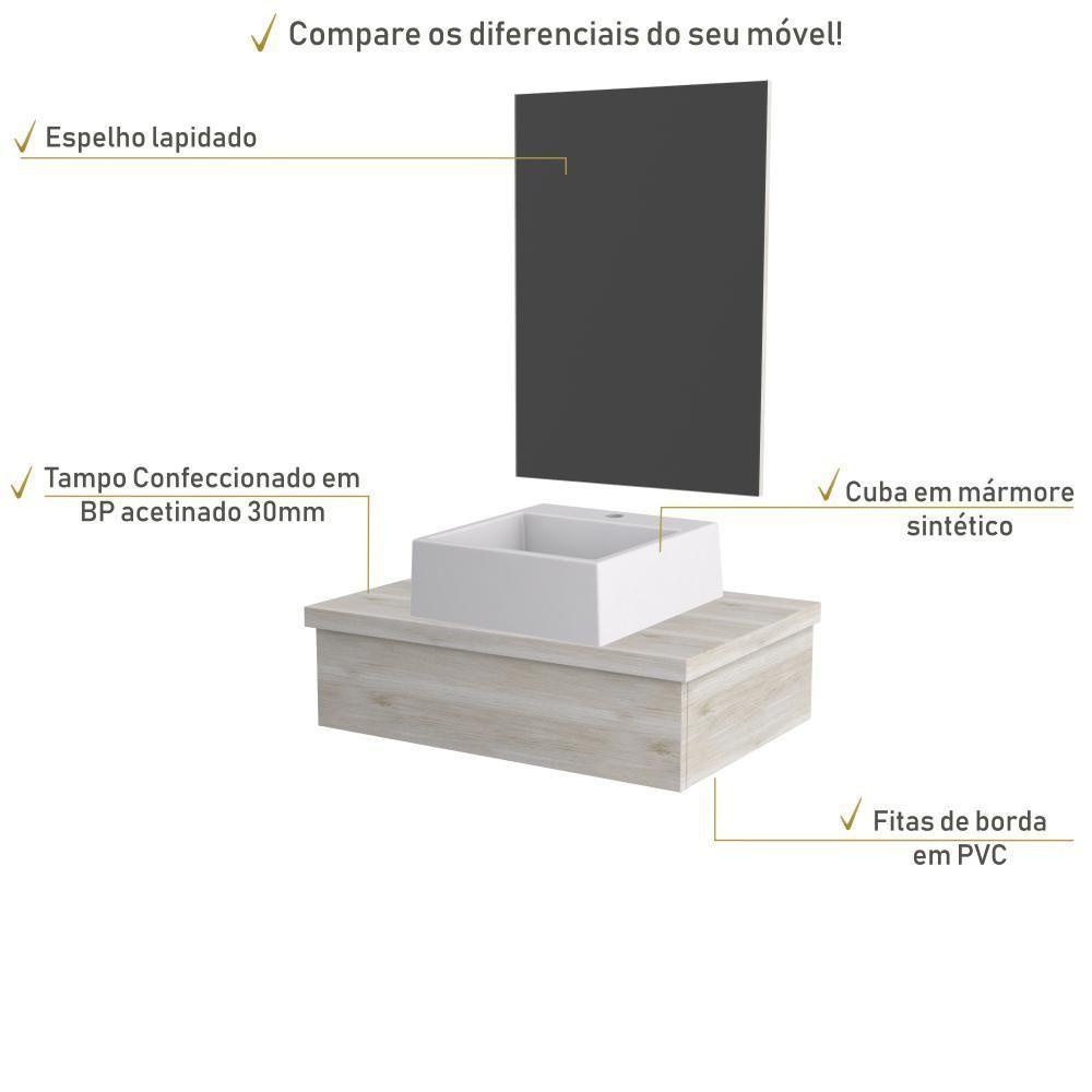 Conjunto Bancada C-cuba Q355 E Espelheira Metrópole 601 Preto ônix Snow - 4