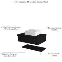 Conjunto Bancada C-cuba Q32 E Prateleira Metrópole 605 Nogal Preto ônix