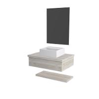 Conjunto Bancada C-cuba Q32, Prateleira E Espelheira Metrópole 606 Preto ônix Snow - 1