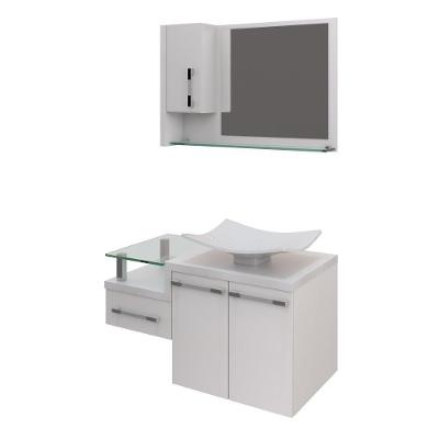 Conjunto Balcão C-cuba F44 E Espelheira Legno 830 Perffect Acetinado Branco Chess C-branco Chess