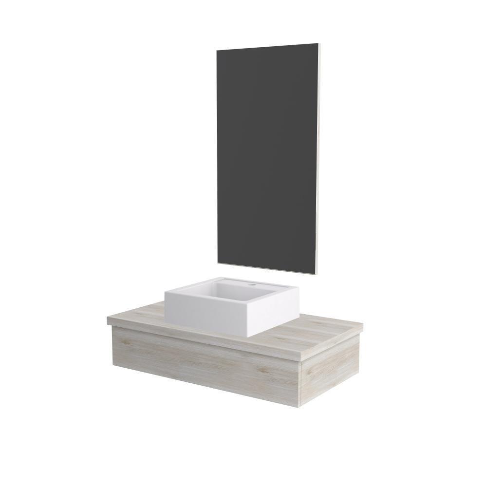 Conjunto Bancada C-cuba Q39 E Espelheira Metrópole 801 Preto ônix Snow - 1