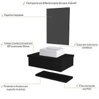 Conjunto Bancada C-cuba Q32, Prateleira E Espelheira Metrópole 606 Nogal Preto ônix