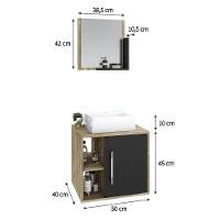 Conjunto Balcão C-cuba Q32 E Espelheira Soft 500 Carvalho C-branco Chess Carvalho C-preto ônix - 6