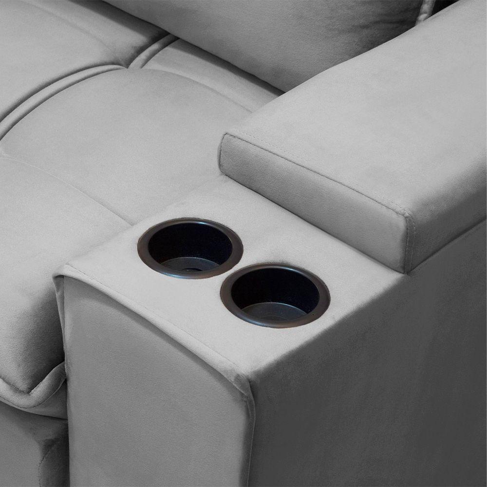 Sofá Retrátil Reclinável 3 Lugares 250Cm Moritz F05 Veludo Prata - 3