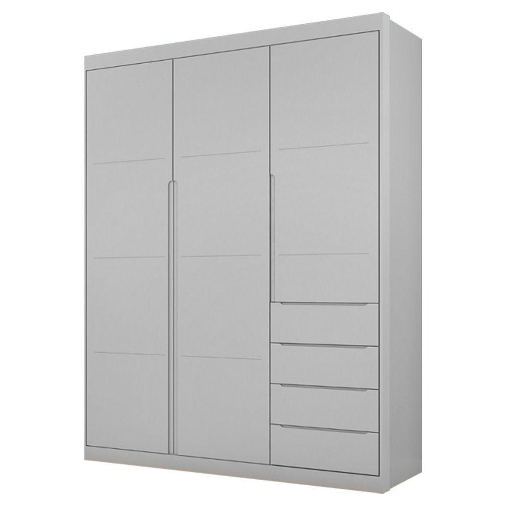 Guarda Roupa Infantil 3 Portas 4 Gavetas Lua P04 Cinza - Mpozenato - 1