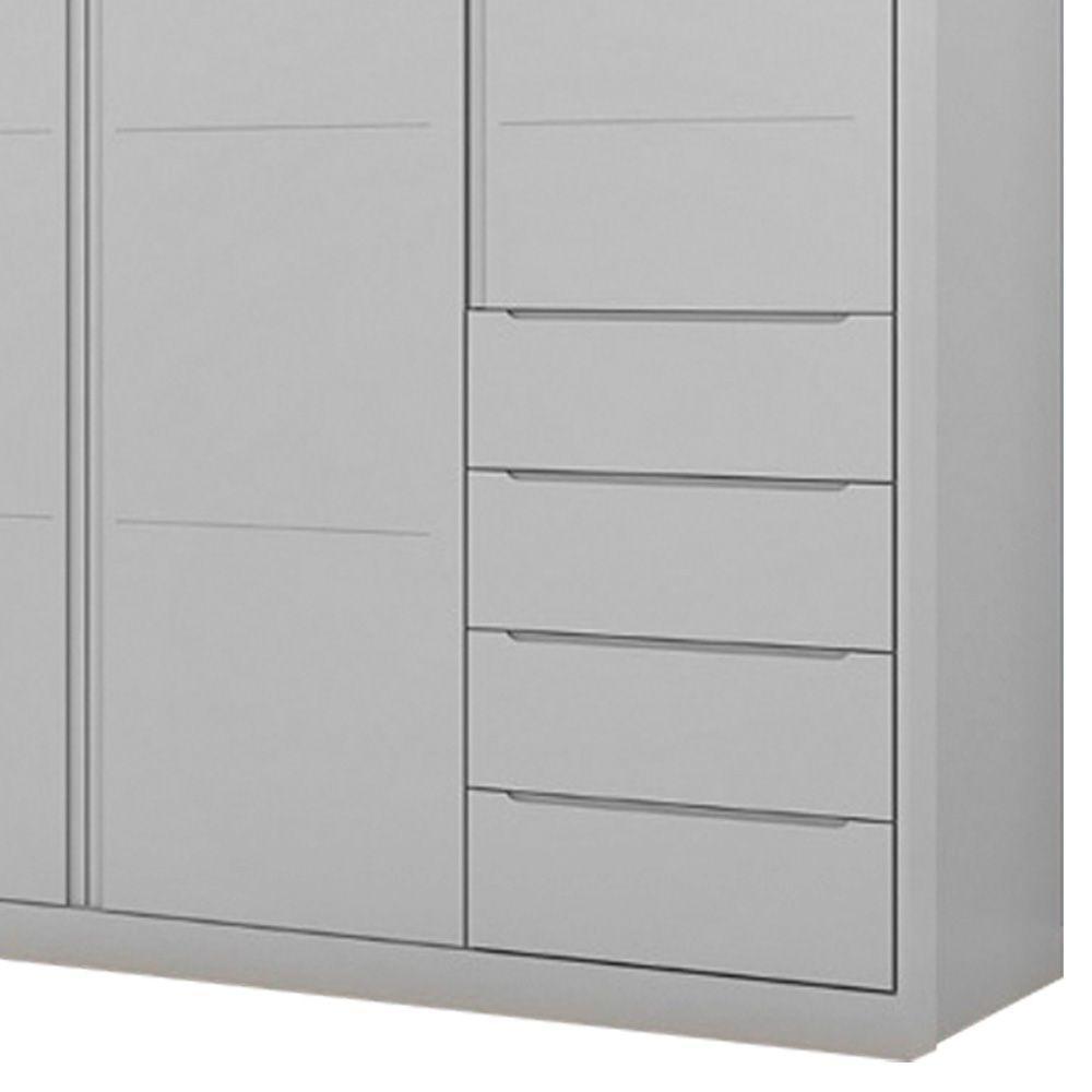 Guarda Roupa Infantil 3 Portas 4 Gavetas Lua P04 Cinza - Mpozenato - 4