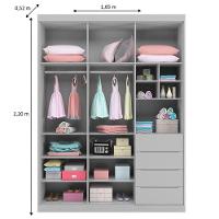 Guarda Roupa Infantil 3 Portas 4 Gavetas Lua P04 Cinza - Mpozenato - 3