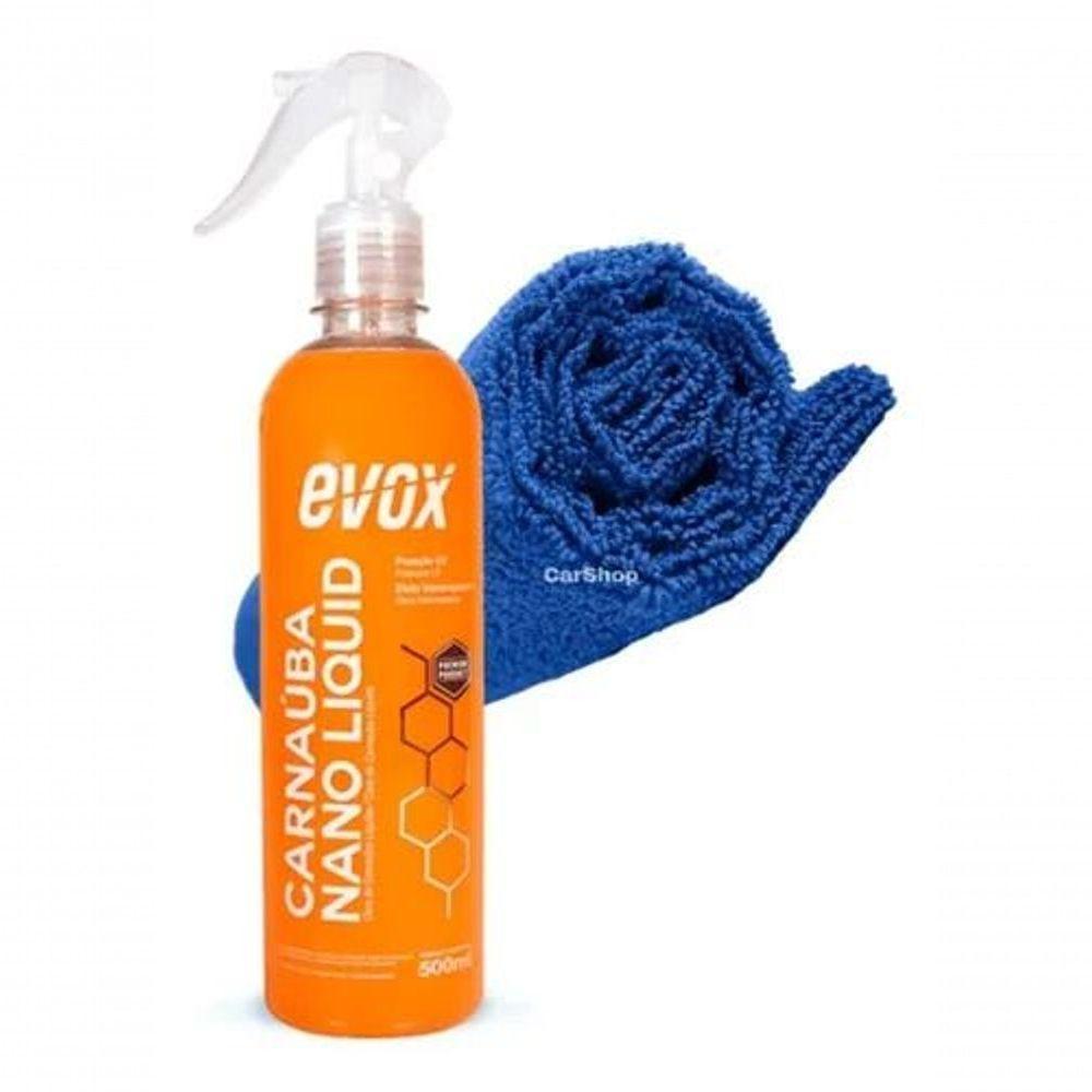 Cera De Carnauba Automotiva Nano Liquid 500ml Evox + Pano - 1