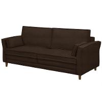 Sofá Living 3 Lugares 220Cm Pés Madeira Efraim F05 Veludo Marrom - Mpozenato - 1