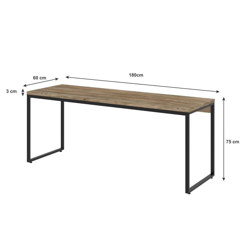 Mesa Dynamica Diretor 180x60x75cm Carvalho - Est.preta Carvalho - Est.preta - 6