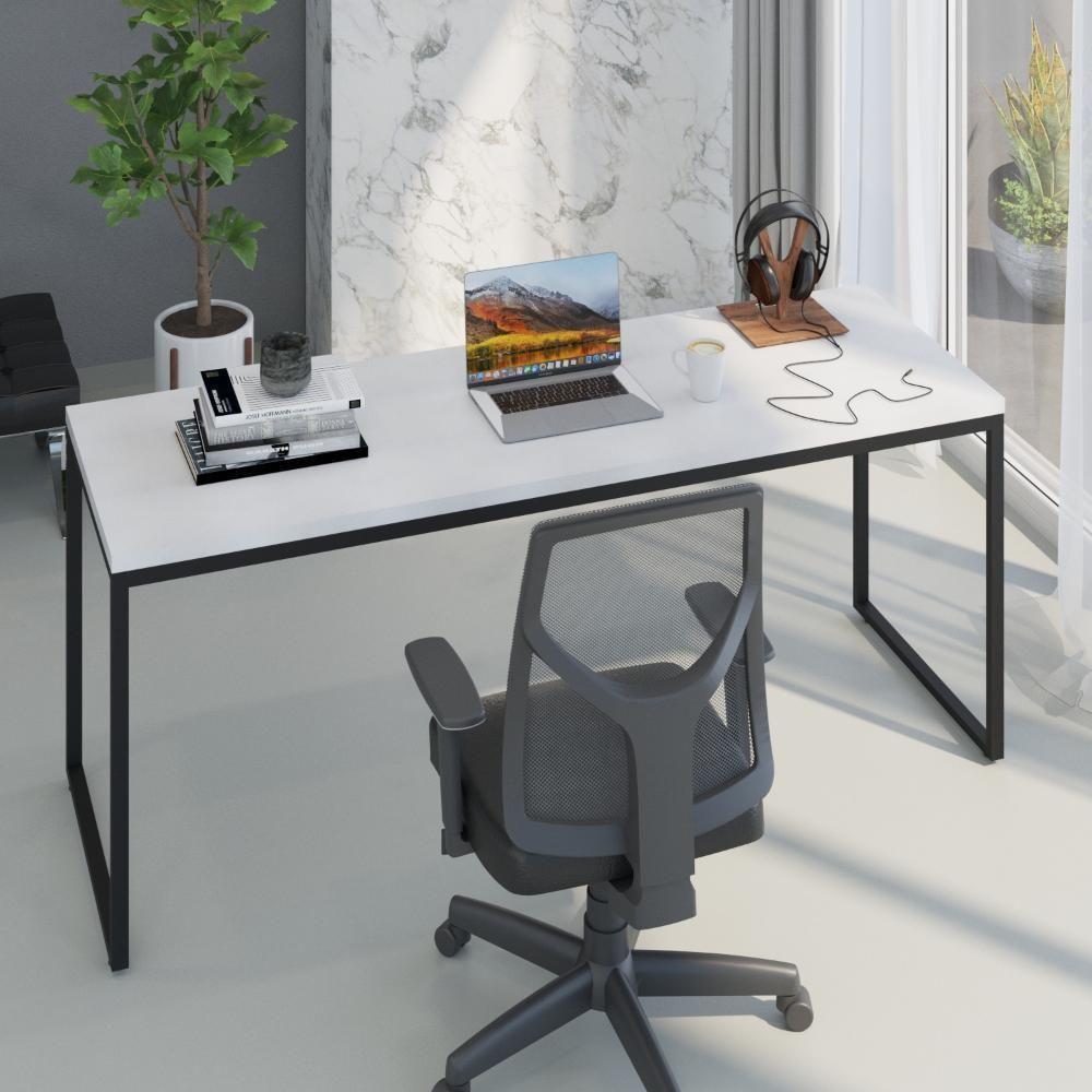 Mesa Dynamica Diretor 180x60x75cm Branco Chess - Est.preta Branco Chess - Est.preta - 4