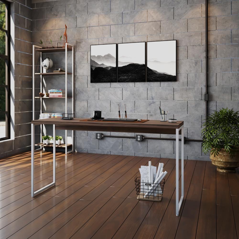 Mesa Dynamica 135x50x75cm Nogal - Est.branca Nogal - Est.branca - 2