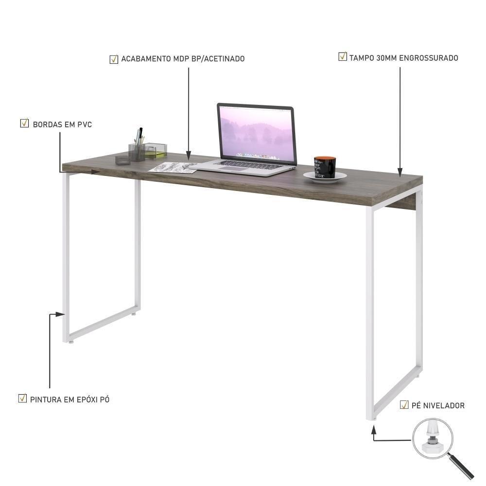 Mesa Dynamica 135x50x75cm Carvalho Dark - Est.branca Carvalho Dark - Est.branca - 3