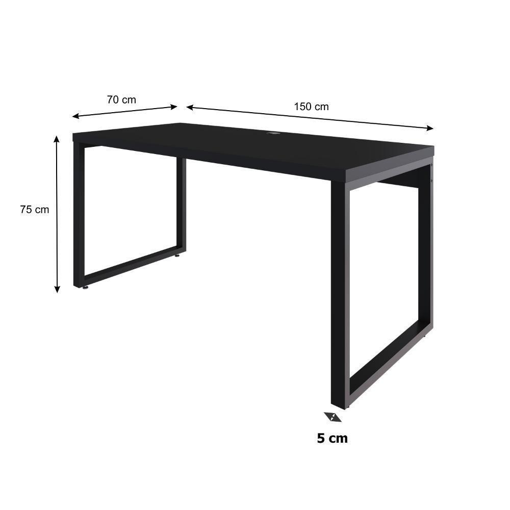 Mesa Diretor 150x70x75cm Yon Preto Tx-est.preta Preto Tx-est.preta - 6