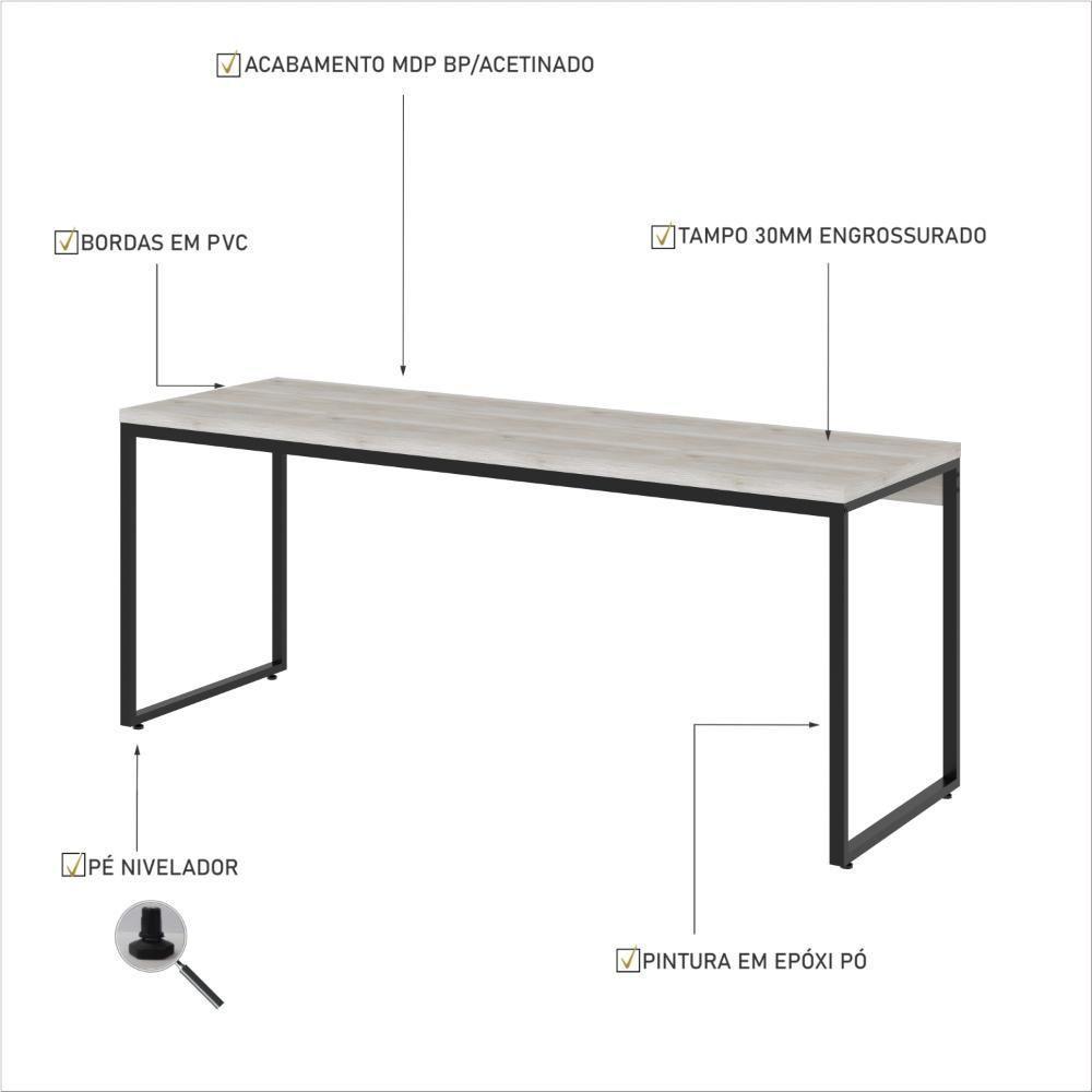 Mesa Dynamica Diretor 180x60x75cm Snow - Est.preta Snow - Est.preta - 3