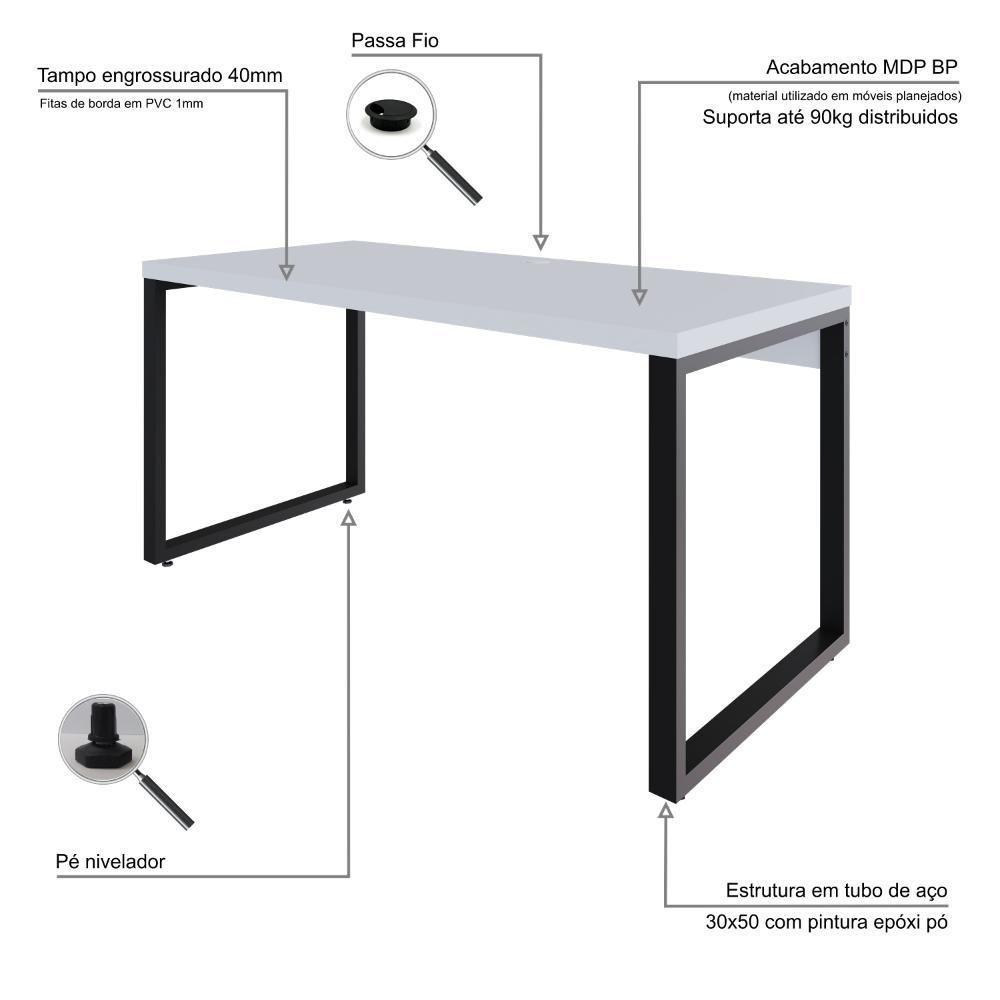 Mesa Diretor 150x70x75cm Yon Branco Tx-est.preta Branco Tx-est.preta - 3