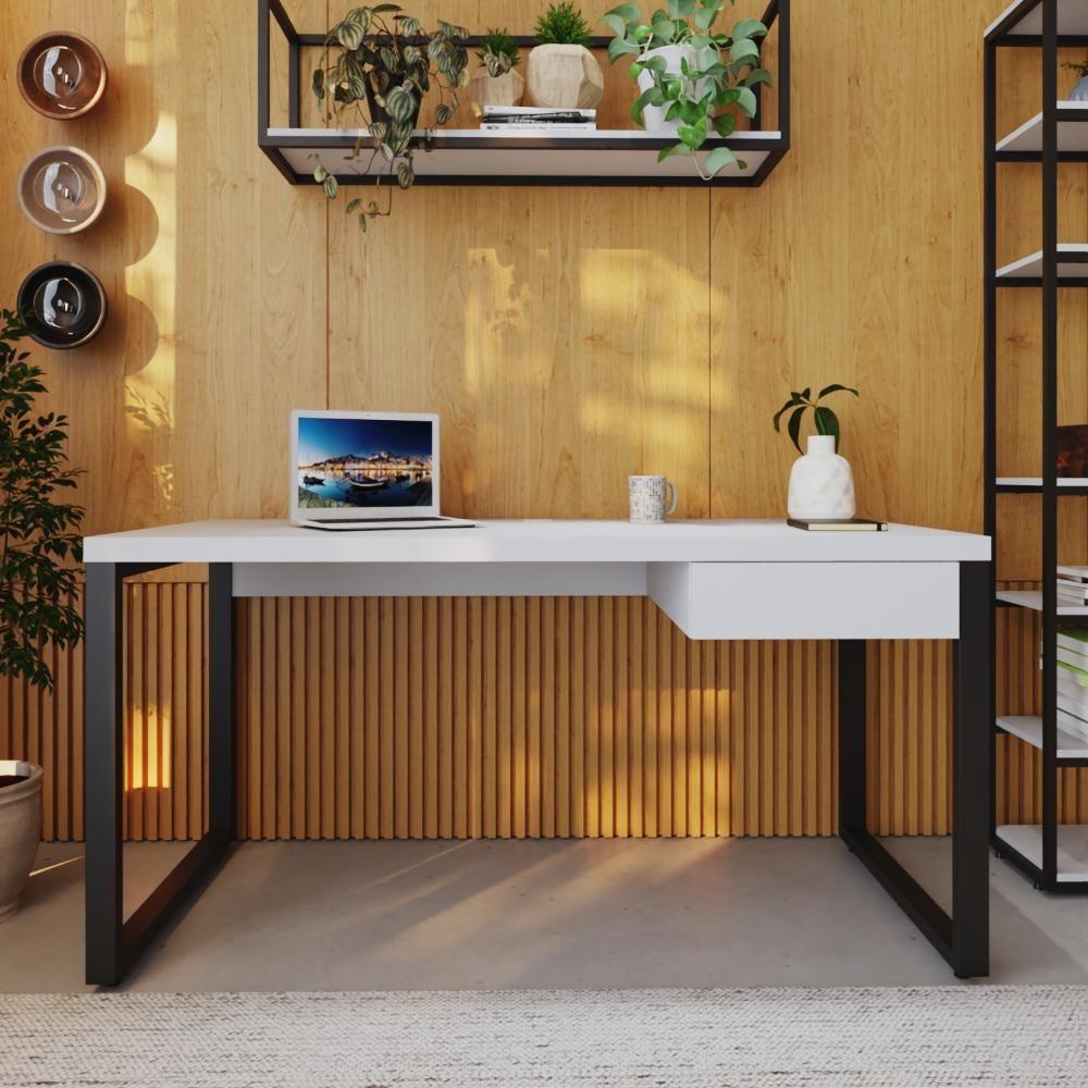 Mesa Diretor C-01 Gav. 150x70x75cm Yon Branco Tx-est.preta Branco Tx-est.preta - 4