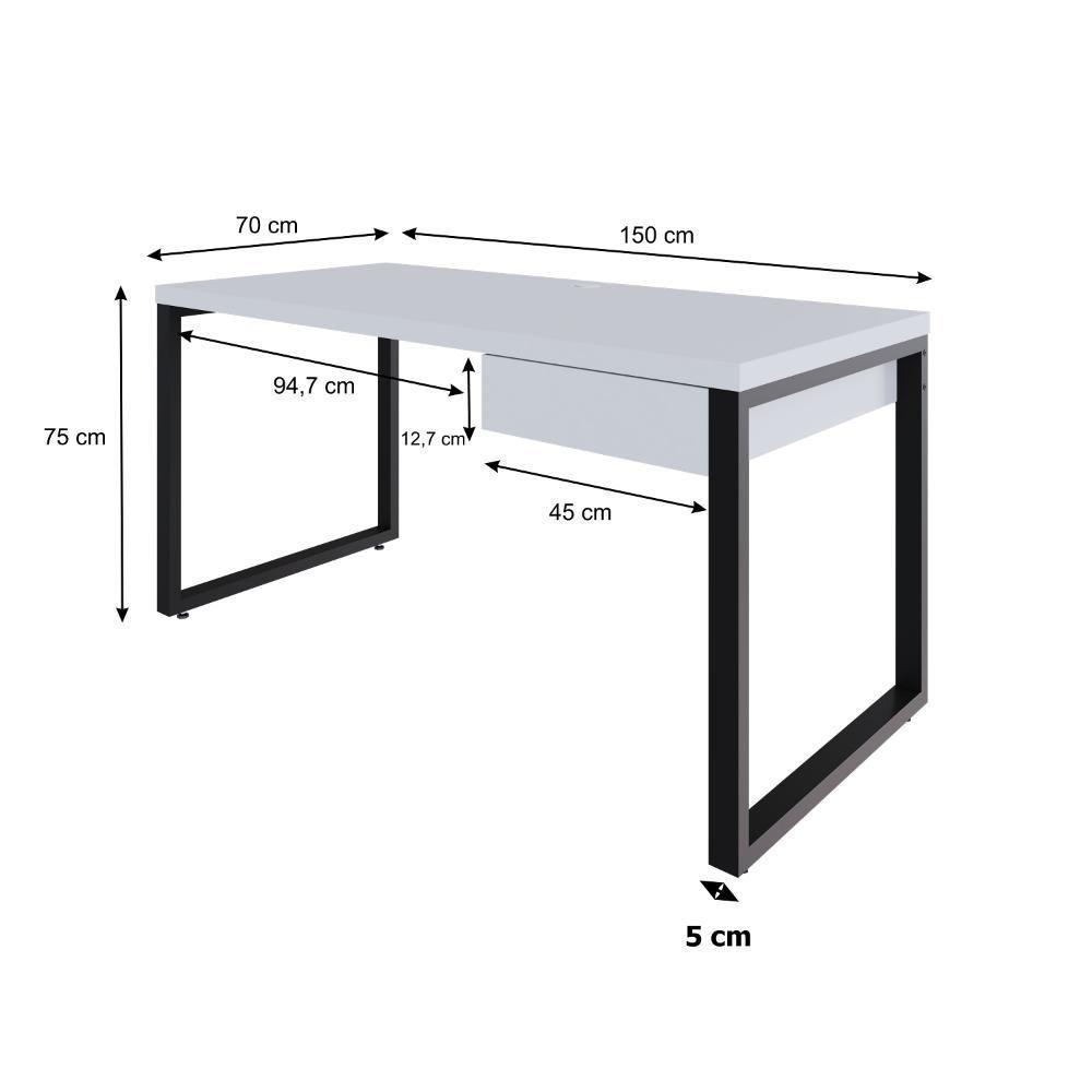 Mesa Diretor C-01 Gav. 150x70x75cm Yon Branco Tx-est.preta Branco Tx-est.preta - 7