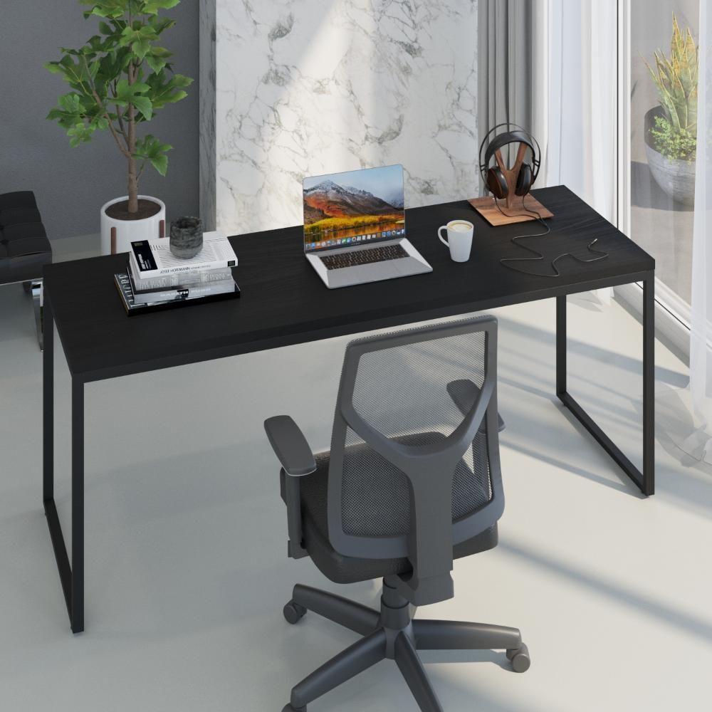 Mesa Dynamica Diretor 180x60x75cm Preto ônix - Est.preta Preto ônix - Est.preta - 4