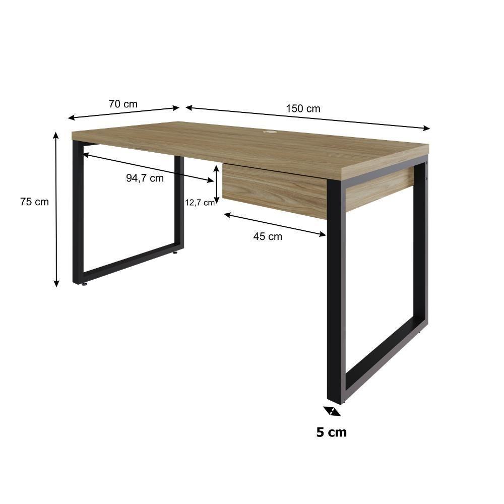 Mesa Diretor C-01 Gav. 150x70x75cm Yon Vermont Oak-est.preta Vermont Oak-est.preta - 7