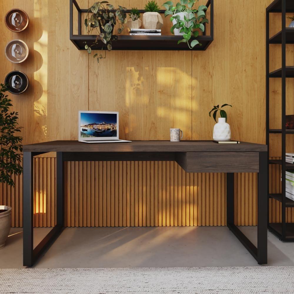 Mesa Diretor C-01 Gav. 150x70x75cm Yon Terracota-est.preta Terracota-est.preta - 4