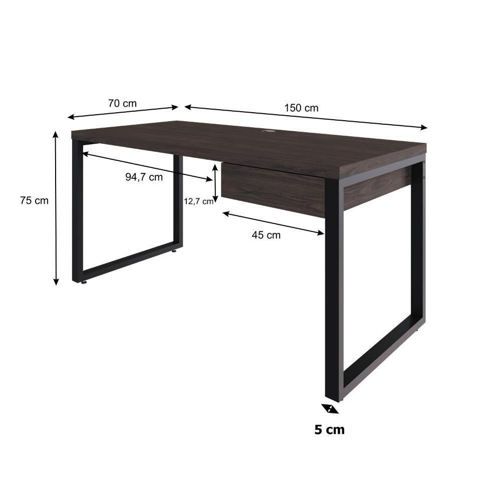 Mesa Diretor C-01 Gav. 150x70x75cm Yon Terracota-est.preta Terracota-est.preta - 7