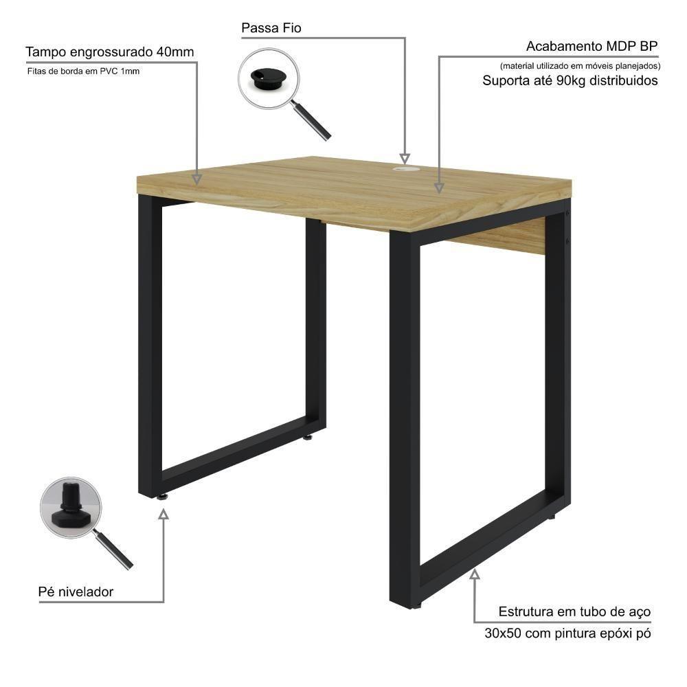 Mesa Operacional 80x60x75cm Yon Vermont Oak-est.preta Vermont Oak-est.preta - 3